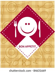 happy smiley face with fork and knife
