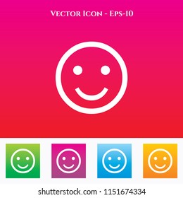 Happy Smiley Icon in Colored Square box. eps-10