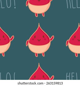 Happy Smiley Little Radish on a Beautiful blue-green background saying Hello!