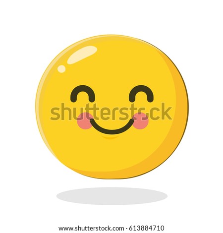 Happy smiley with pink cheeks. Cartoon Isolated vector illustration on white background Foto d'archivio © 