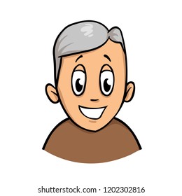 Happy smiling active senior man. Cartoon design icon. Colorful flat vector illustration. Isolated on white background.