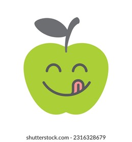 Happy smiling apple character, vector, illustration, icon, design.