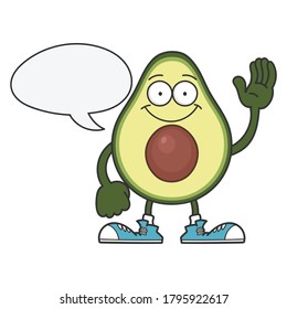 happy smiling avocado fruit cartoon character isolated on white background