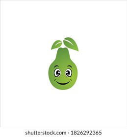 Happy smiling avocado fruits emoticon. Healthy vegetarian fruit character icon vector illustration