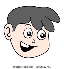 happy smiling baby head, vector illustration carton emoticon. doodle icon drawing