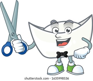 Happy smiling barber chinese white ingot mascot design style