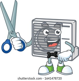 Happy smiling barber split air conditioner mascot design style