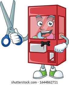 Happy smiling barber toy claw machine mascot design style