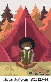 happy smiling boy to go camping in summer