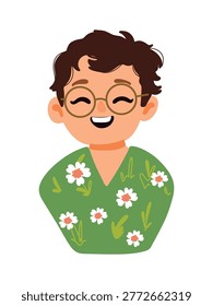 happy smiling boy portrait vector illustration