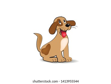 happy smiling brown dog isolated on a white background, horizontal vector illustration