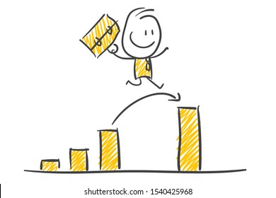 Happy Smiling Business Stickman Has Success On Market