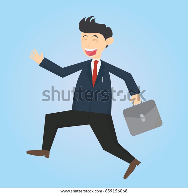 Happy Smiling Businessman Go Work Bring Stock Vector Royalty Free