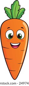 Happy smiling carrot — Cute Cartoon Carrot - Character