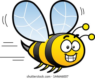 Happy Smiling Cartoon Bee Flying