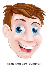 A happy smiling cartoon character mans face