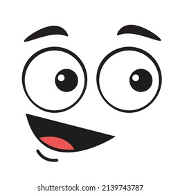 Happy smiling cartoon face design element isolated on white background
