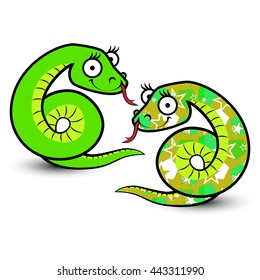 Happy Smiling Cartoon Snake set