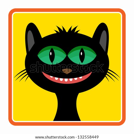 Happy smiling cat, vector illustration