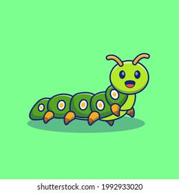 Happy smiling caterpillar illustration design. Isolated animal concept design. Suitable for landing pages, stickers, banners, book covers, etc.