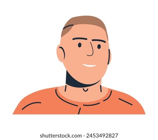 Happy Smiling Caucasian Man with Overweight. White Skinned Body Positive Guy. Male Character Plus Size Model. Plump Man Character. Trendy Big Boy in Tshirt. Flat Vector Illustration