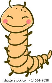 Happy smiling centipede, illustration, vector on white background.