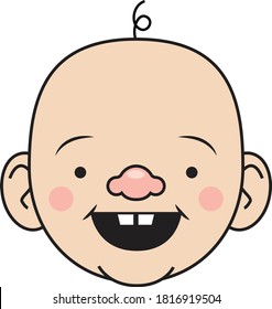 Happy smiling cheerful cute comic baby face illustration