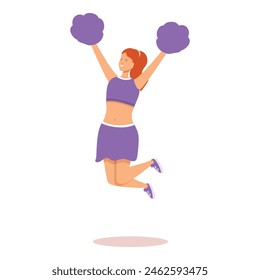 Happy smiling cheerleader icon cartoon vector. Active perform. Person sporty