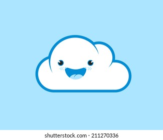 Happy Smiling Cloud. Vector Illustration.