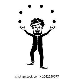 happy smiling clown juggling balls show character
