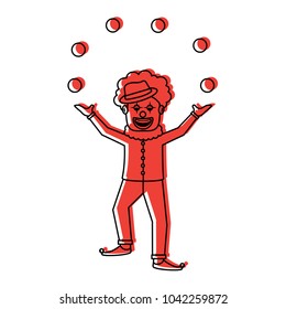 happy smiling clown juggling balls show character