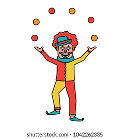 happy smiling clown juggling balls show character