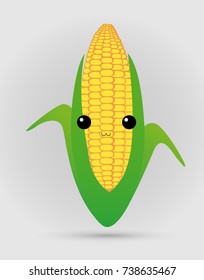 Happy smiling cute maize. Vector flat cartoon character illustration icon design. Isolated on grey background. Maize concept