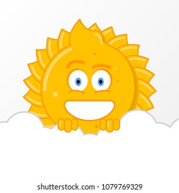 Happy smiling cute sun. Hello summer concept. Vector illustration