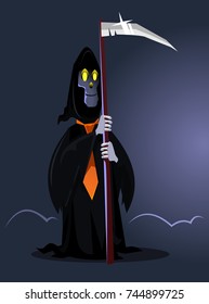 Happy smiling death character. Happy Halloween concept. Vector flat cartoon illustration