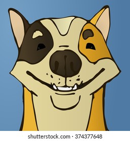Happy smiling dog. Cartoon illustration.