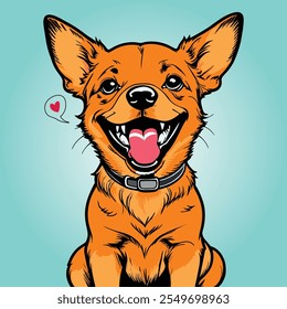 
"Happy Smiling Dog Illustration with Joyful Expression Vector Art"