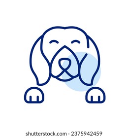 Happy smiling dog with its paws. Pet friend. Pixel perfect icon