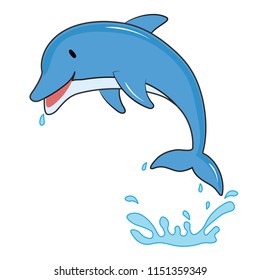 Happy Smiling Dolphin Vector Art