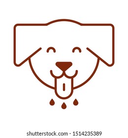 happy smiling and drooling dog with his tongue out vectot flat isolated icon