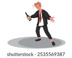 Happy smiling drunk businessman office worker character. Cartoon flat vector illustration.