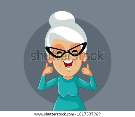 Happy Smiling Elderly Woman Holding Thumbs Up. Senior lady showing approval feeling optimistic
