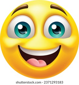 A Happy smiling emoticon face cartoon icon illustration