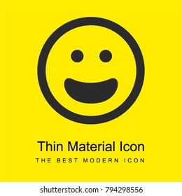 Happy smiling emoticon face with open mouth bright yellow material minimal icon or logo design