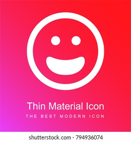 Happy smiling emoticon face with open mouth red and pink gradient material white icon minimal design
