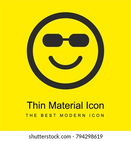Happy smiling emoticon square face with sunglasses bright yellow material minimal icon or logo design