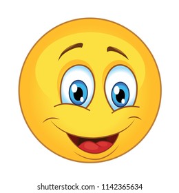 happy smiling emoticon. vector illustration