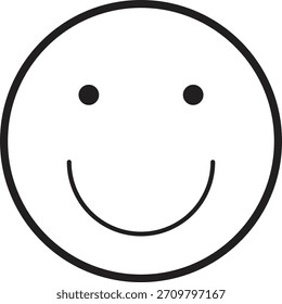 Logo del icono del emoji de la cara sonriente feliz - contorno blanco y negro simple