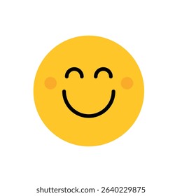 Happy smiling face emoji on a white background. happiness emoticon. simple vector smile icon