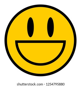 Happy smiling face emoticon icon in flat style. This design graphic element is saved as a vector illustration in the EPS file format